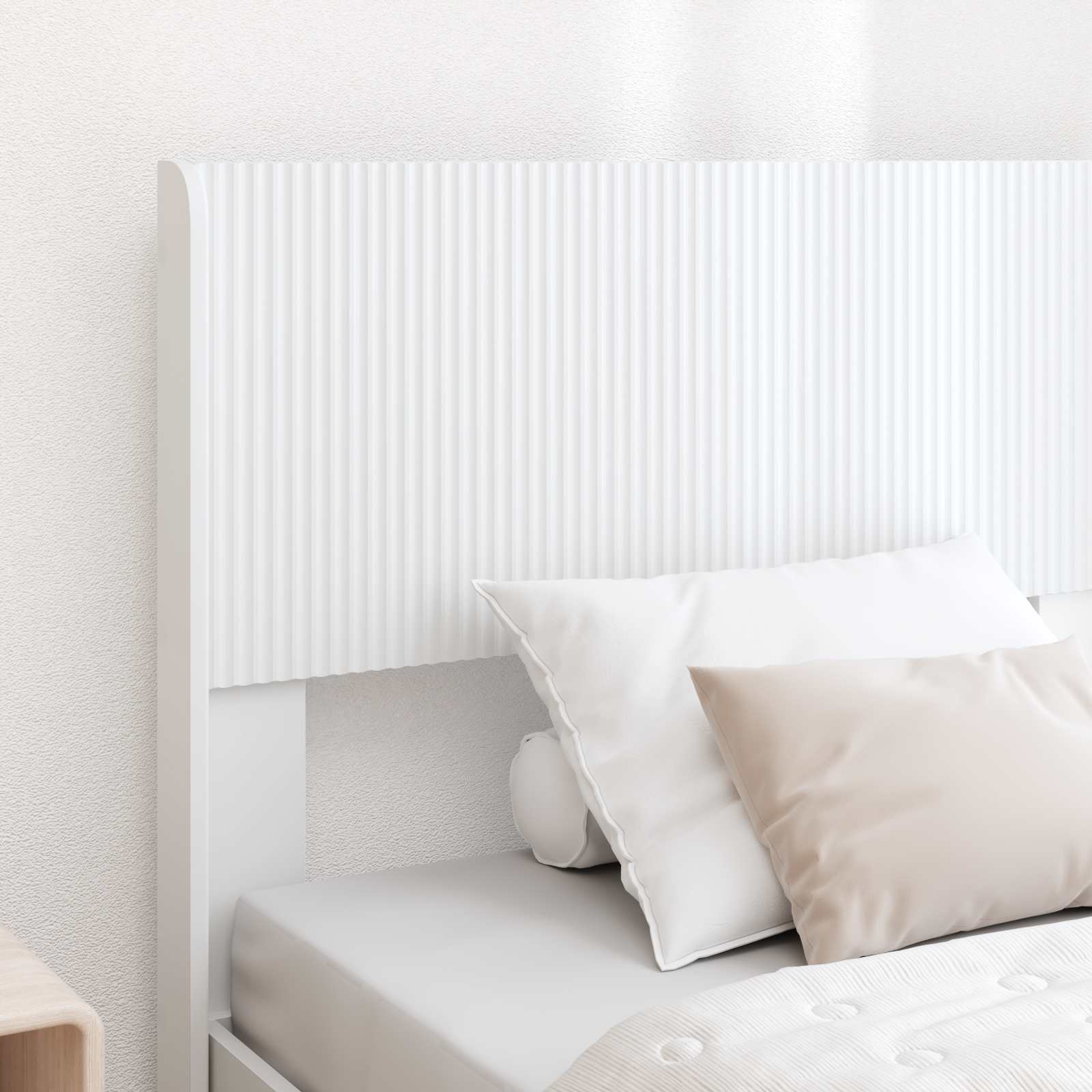 Sengestel med opbevaring og hovedgærde Hvid 75 x 190 cm