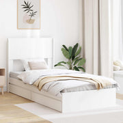Sengestel med opbevaring og hovedgærde Hvid 75 x 190 cm