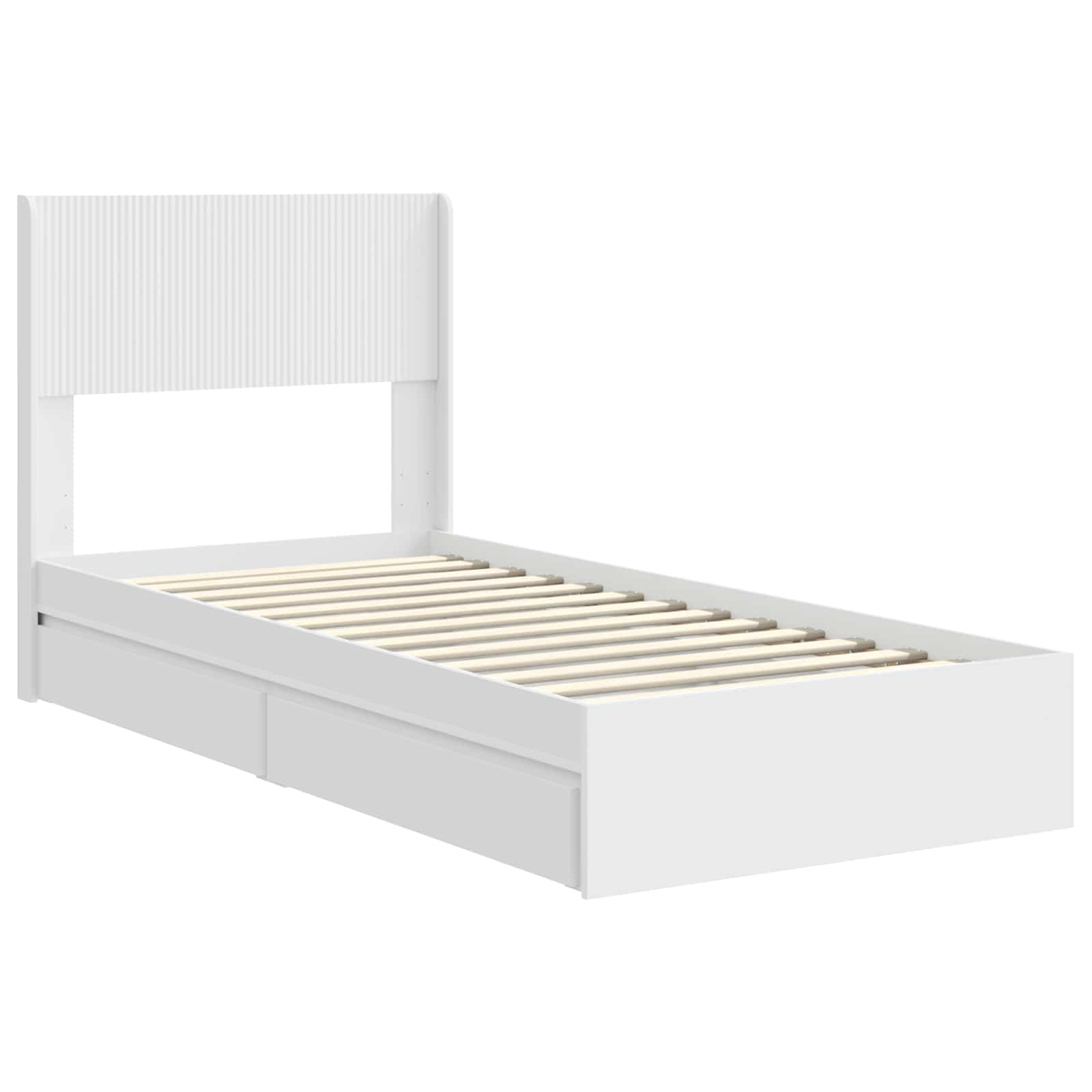 Sengestel med opbevaring og hovedgærde Hvid 75 x 190 cm