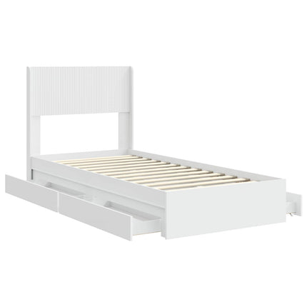 Sengestel med opbevaring og hovedgærde Hvid 75 x 190 cm