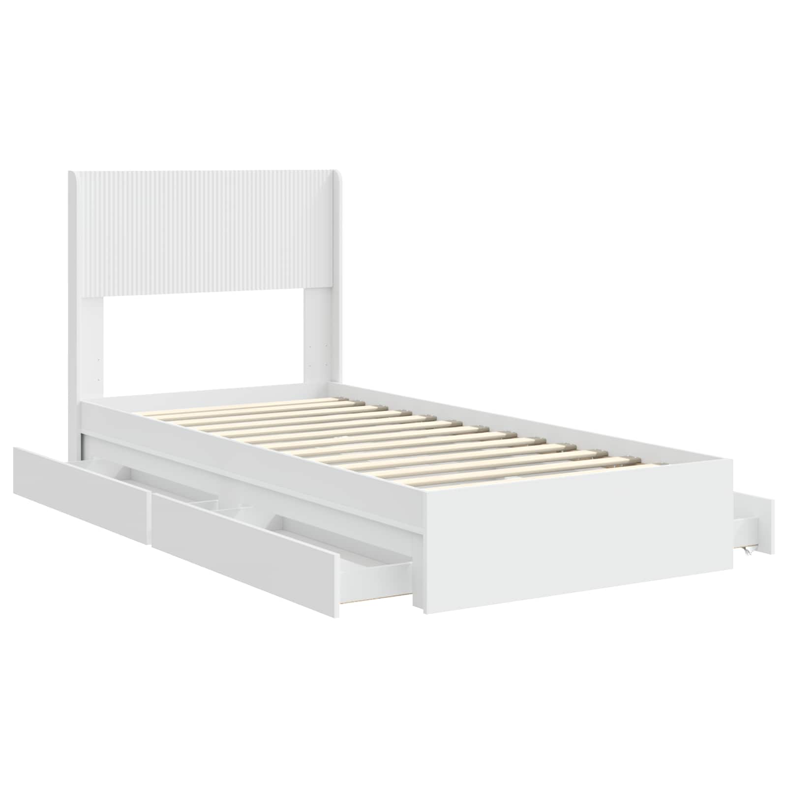 Sengestel med opbevaring og hovedgærde Hvid 75 x 190 cm