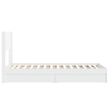 Sengestel med opbevaring og hovedgærde Hvid 75 x 190 cm