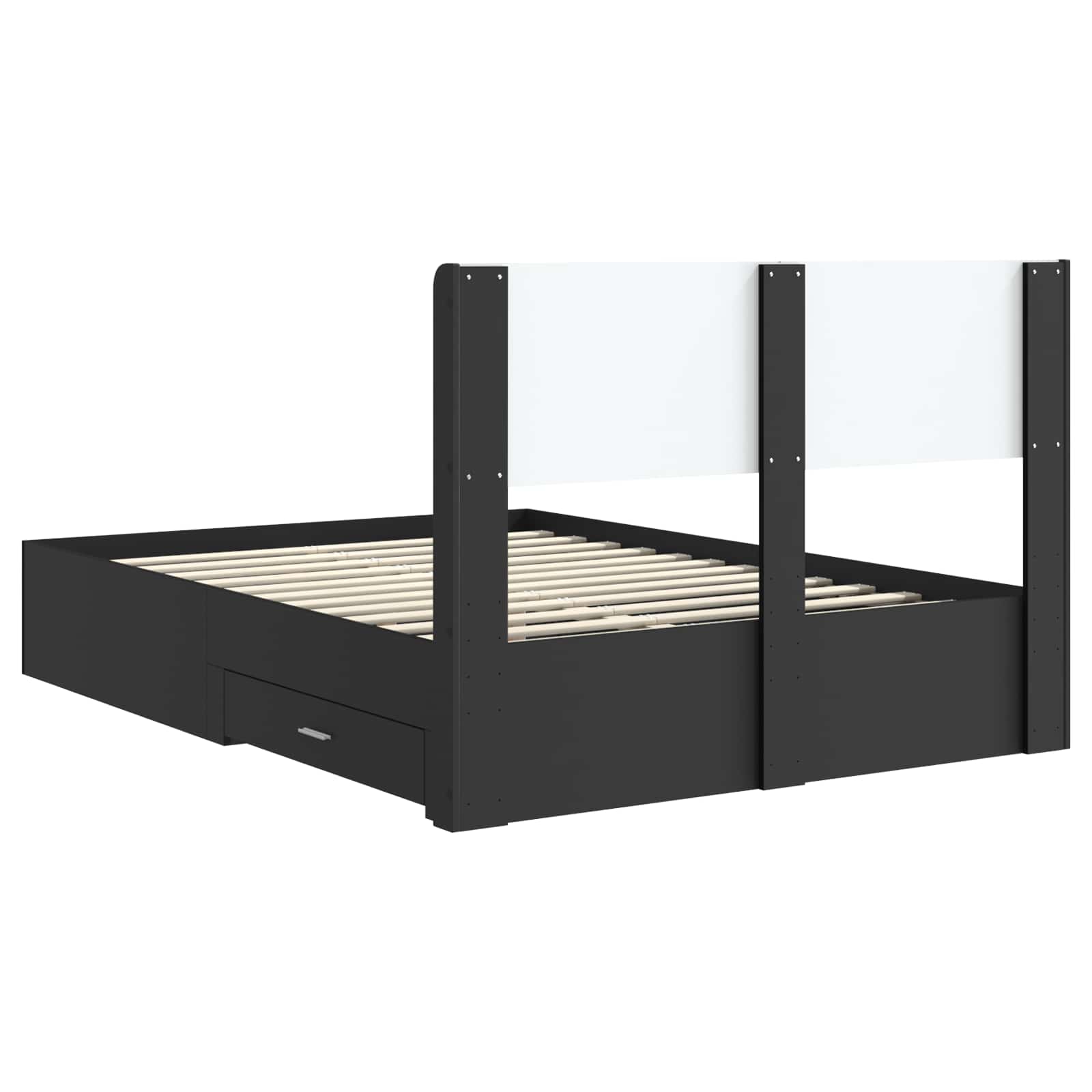 Sengestel med opbevaring og hovedgærde Sort 135 x 190 cm