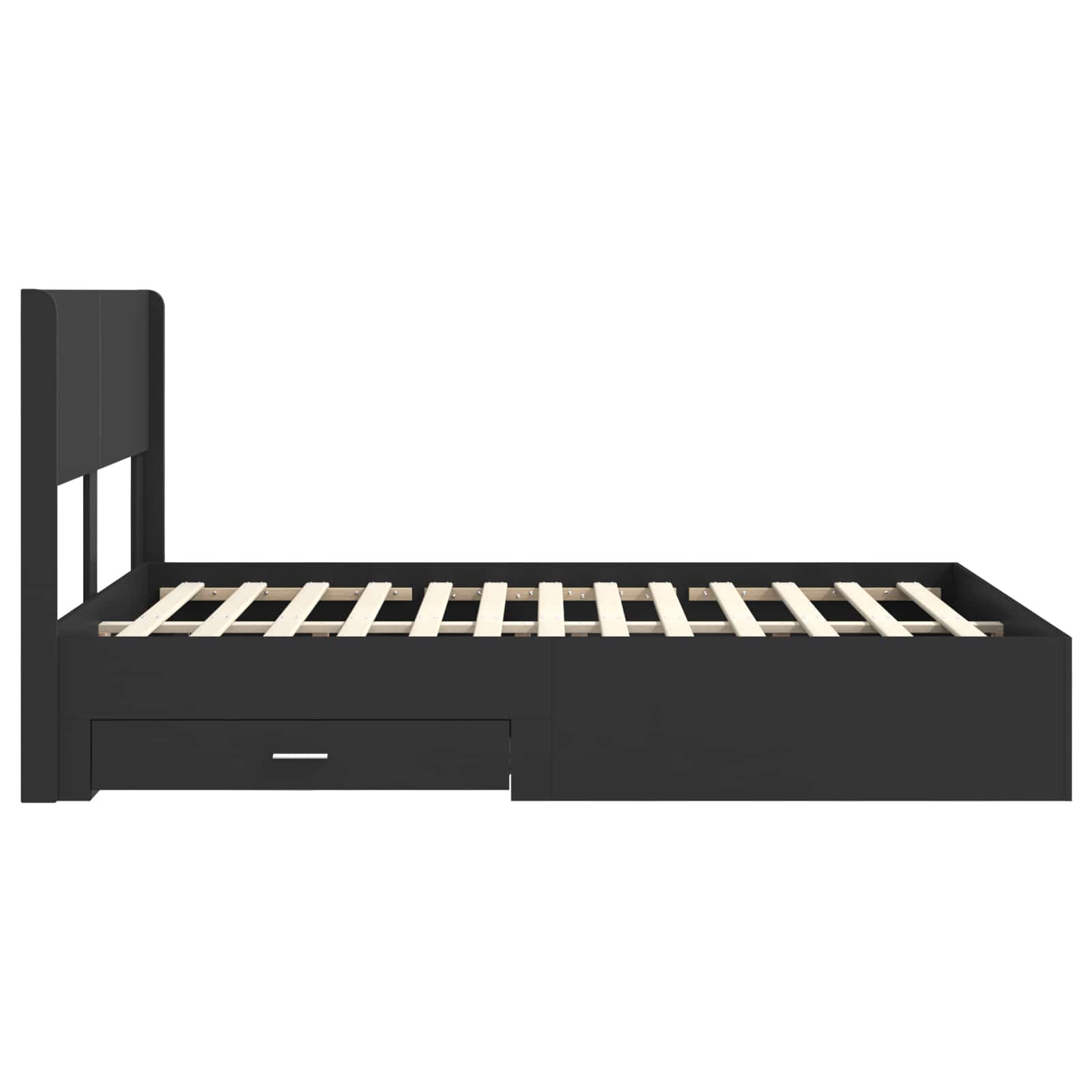 Sengestel med opbevaring og hovedgærde Sort 135 x 190 cm