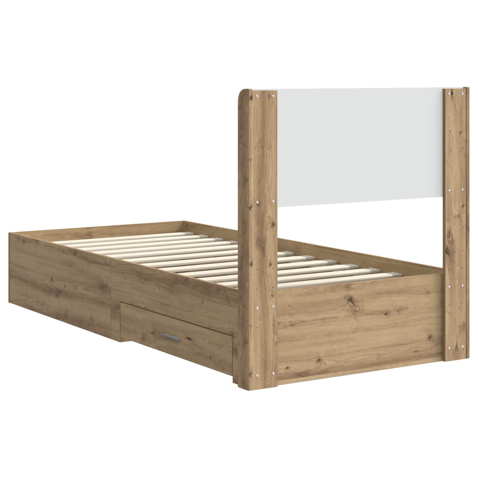 Sengestel med opbevaring og hovedgærde Artisan-eg 100 x 200 cm