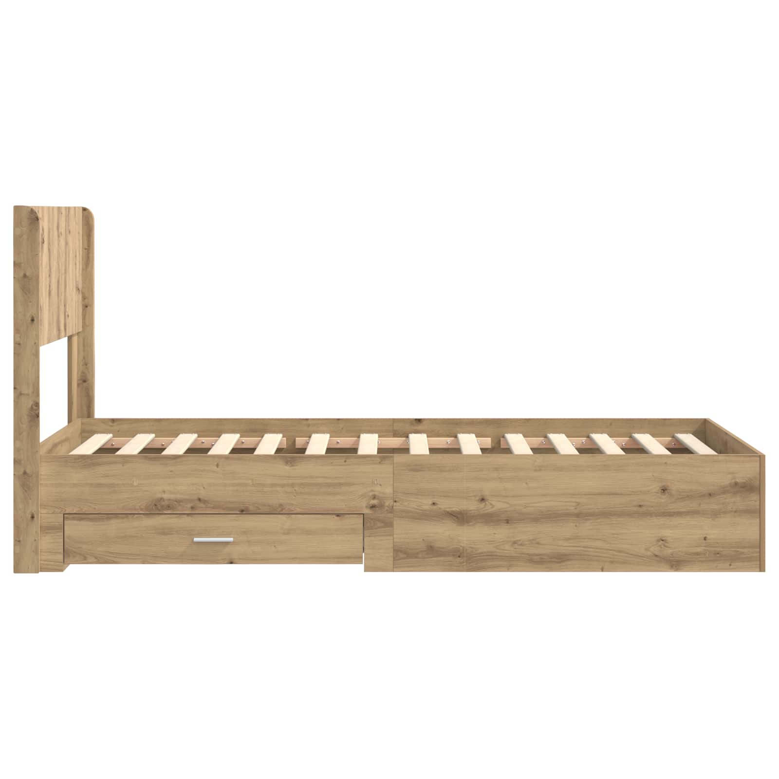 Sengestel med opbevaring og hovedgærde Artisan-eg 100 x 200 cm