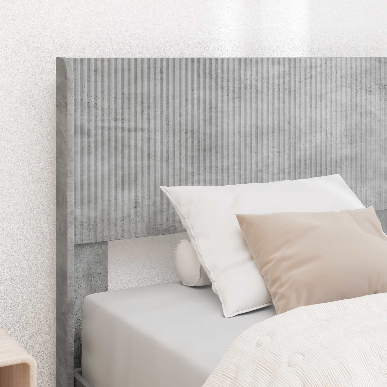 Sengestel med opbevaring og hovedgærde Betongrå 90 x 200 cm