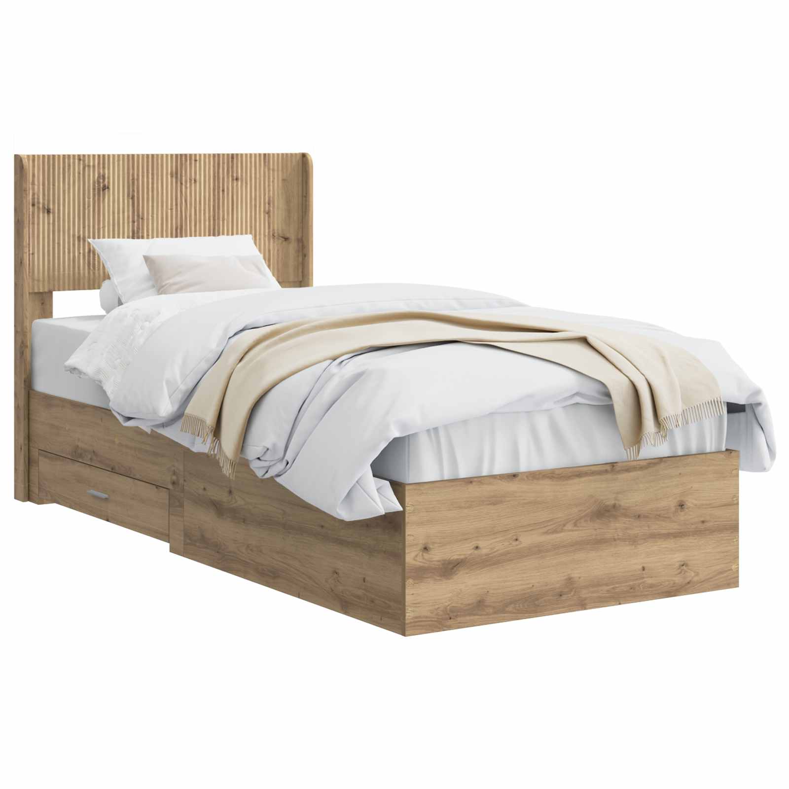 Sengestel med opbevaring og hovedgærde Artisan-eg 90 x 200 cm