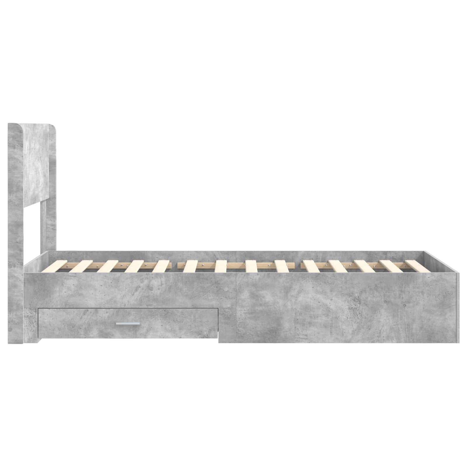 Sengestel med opbevaring og hovedgærde Betongrå 90 x 190 cm