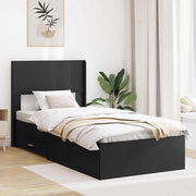 Sengestel med opbevaring og hovedgærde Sort 75 x 190 cm