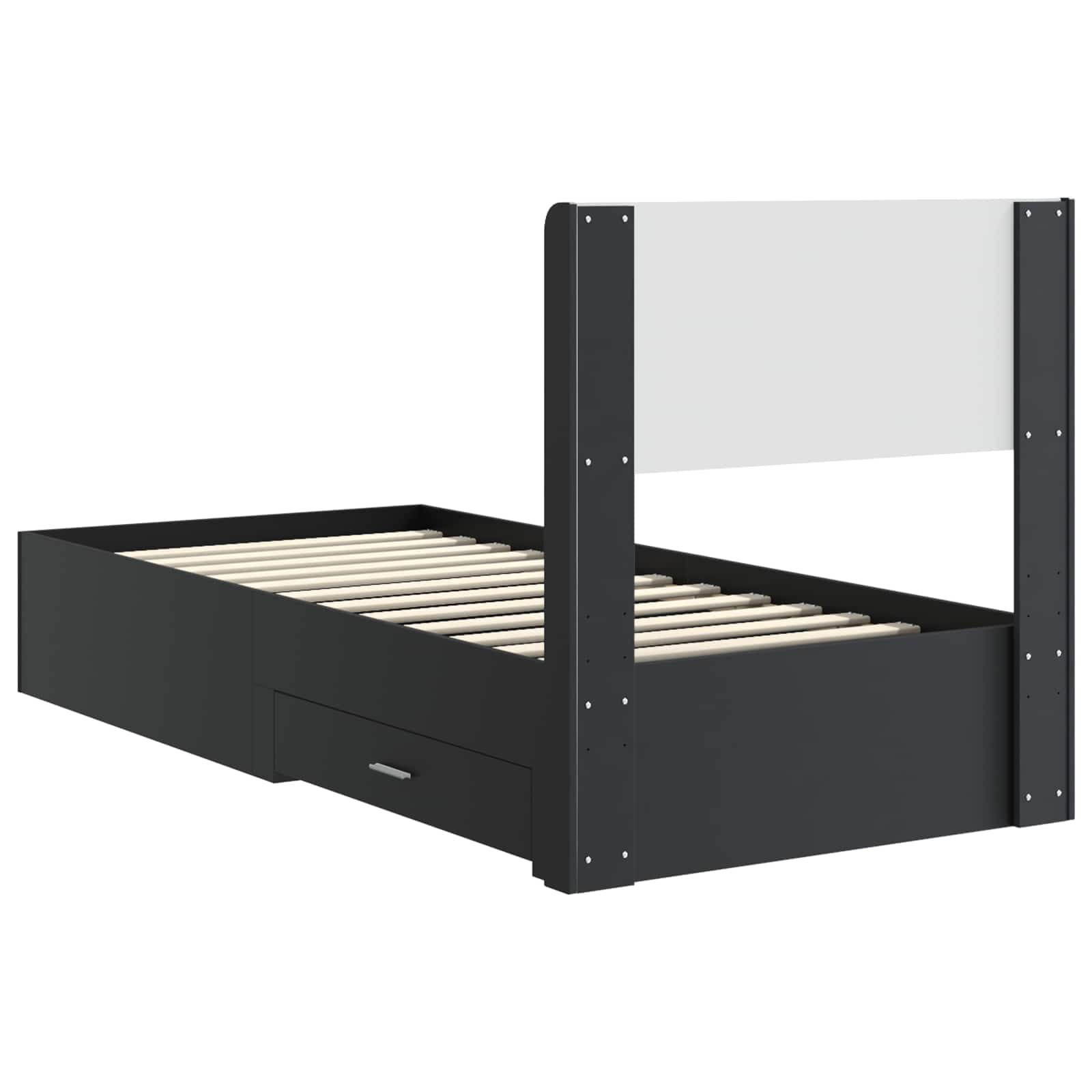 Sengestel med opbevaring og hovedgærde Sort 75 x 190 cm