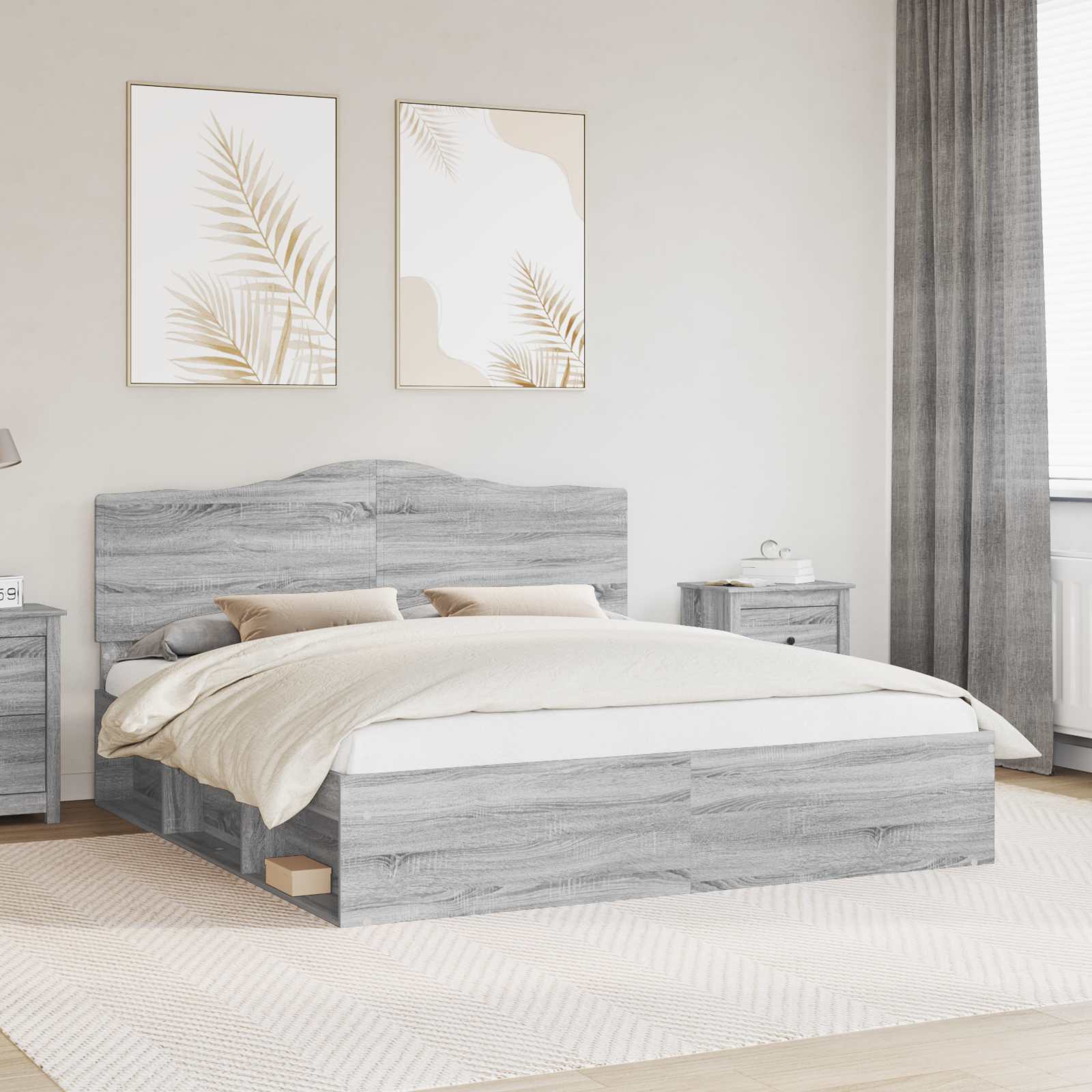 Sengestel Grå Sonoma 200 x 200 cm Massiv fyrretræ