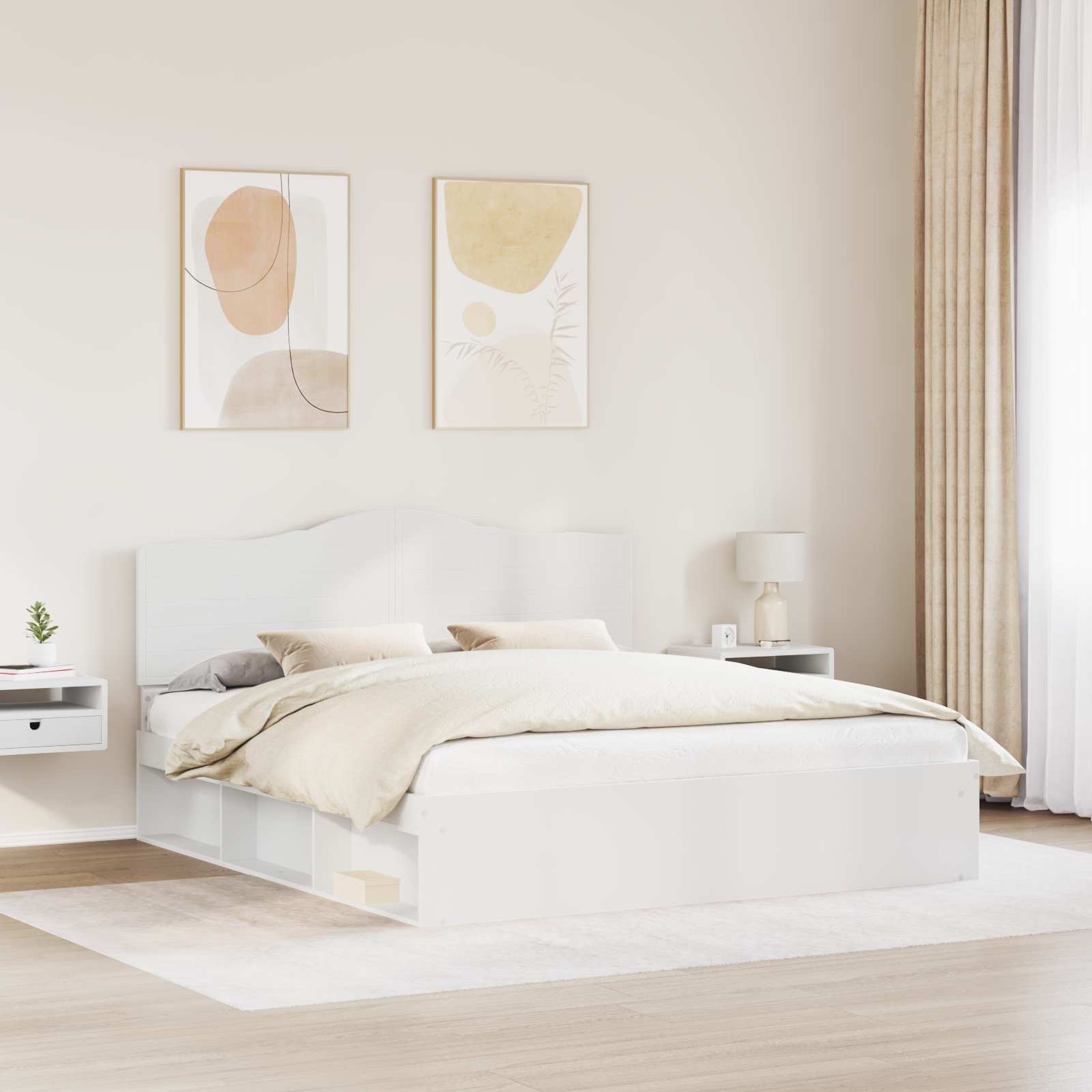 Sengestel med hovedgærde Hvid 180 x 200 cm Massiv fyrretræ