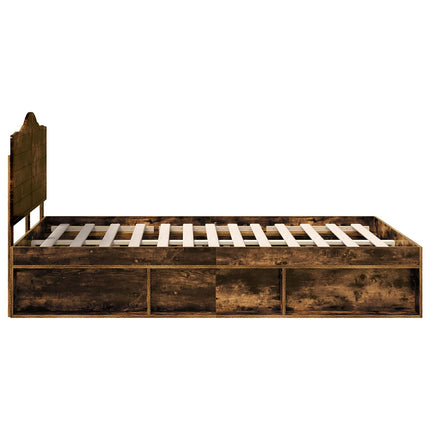 Sengestel med hovedgærde Røget eg 150 x 200 cm Massiv fyrretræ