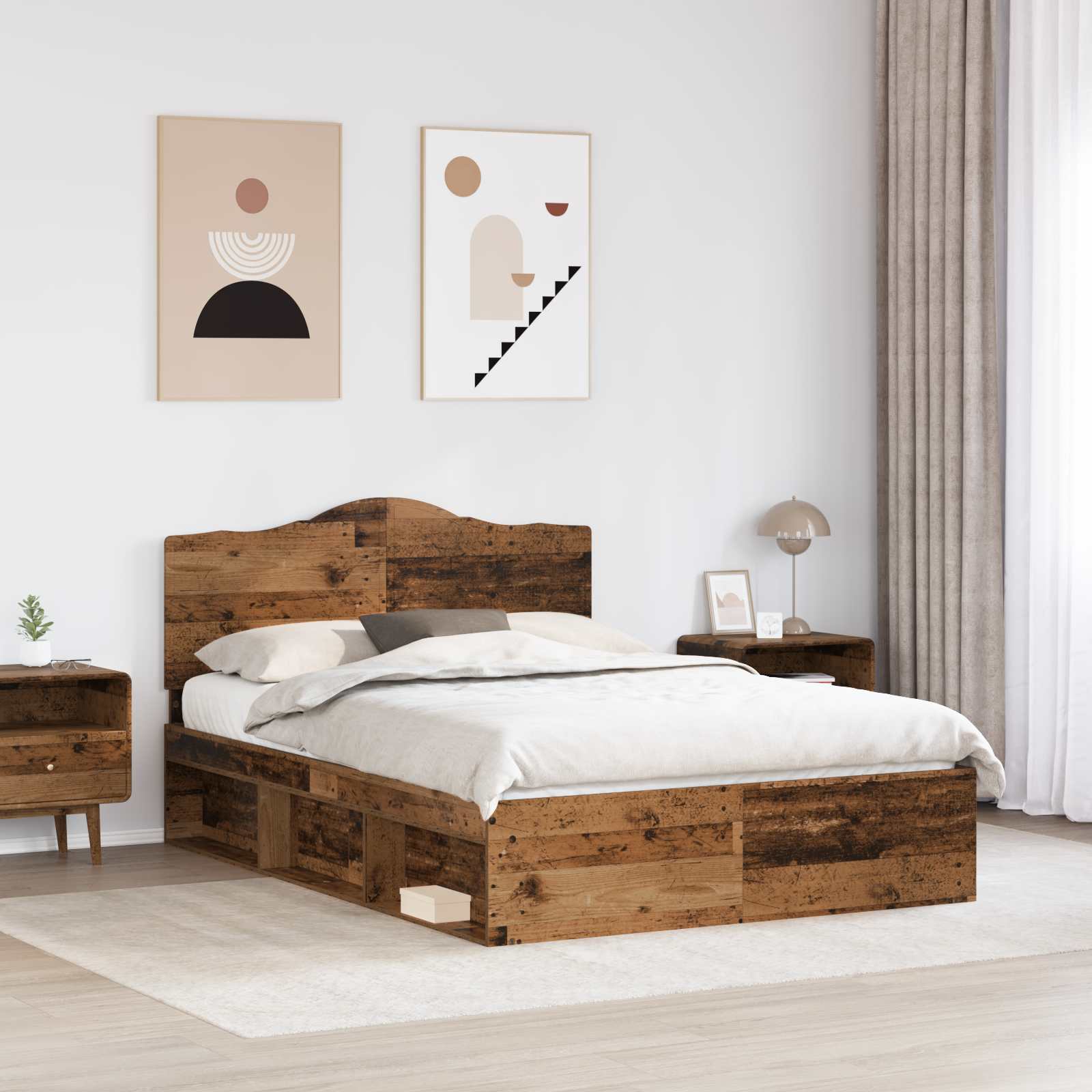 Sengestel Gammelt træ 150 x 200 cm Massiv fyrretræ