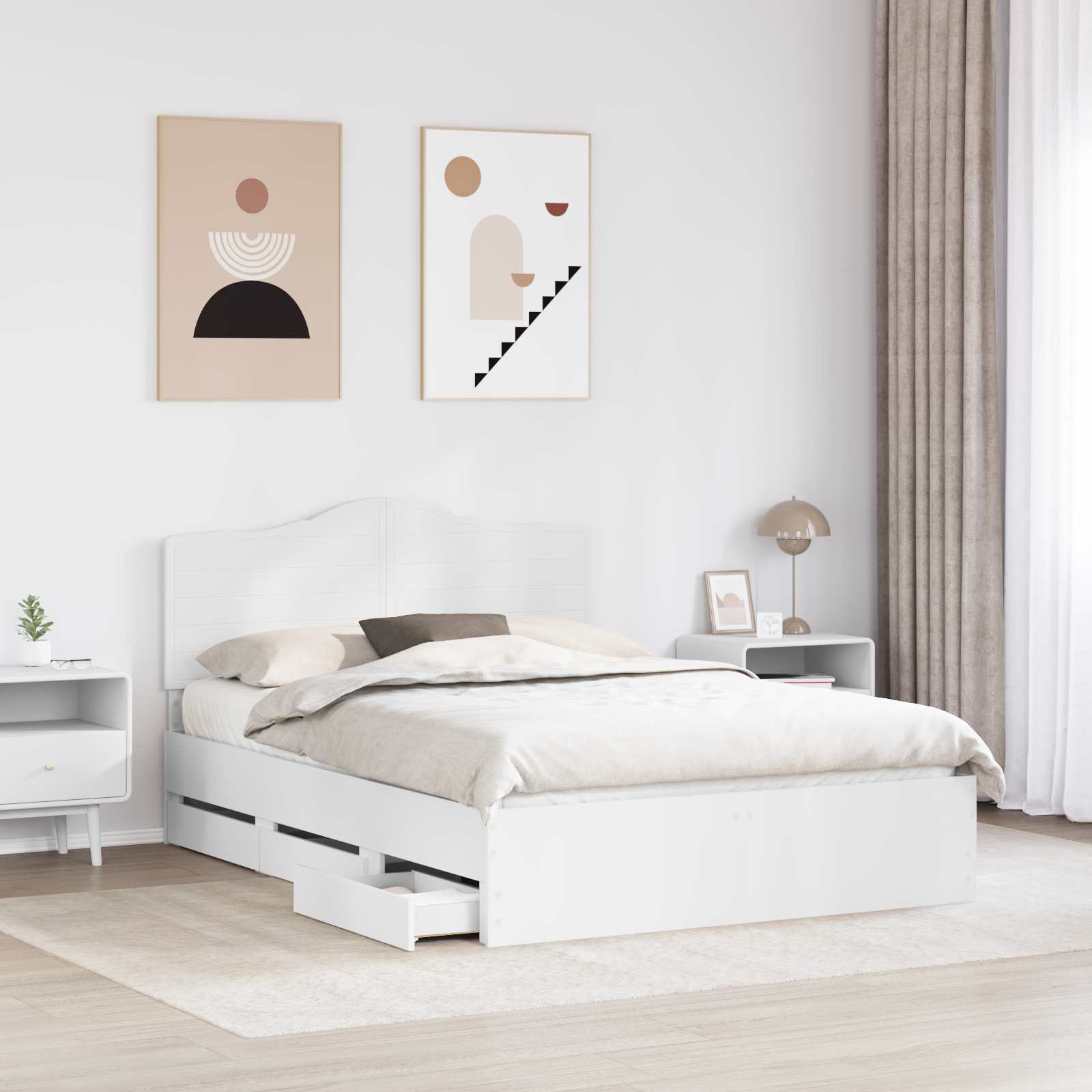 Sengestel med skuffe Hvid 140 x 190 cm Ingeniørtræ