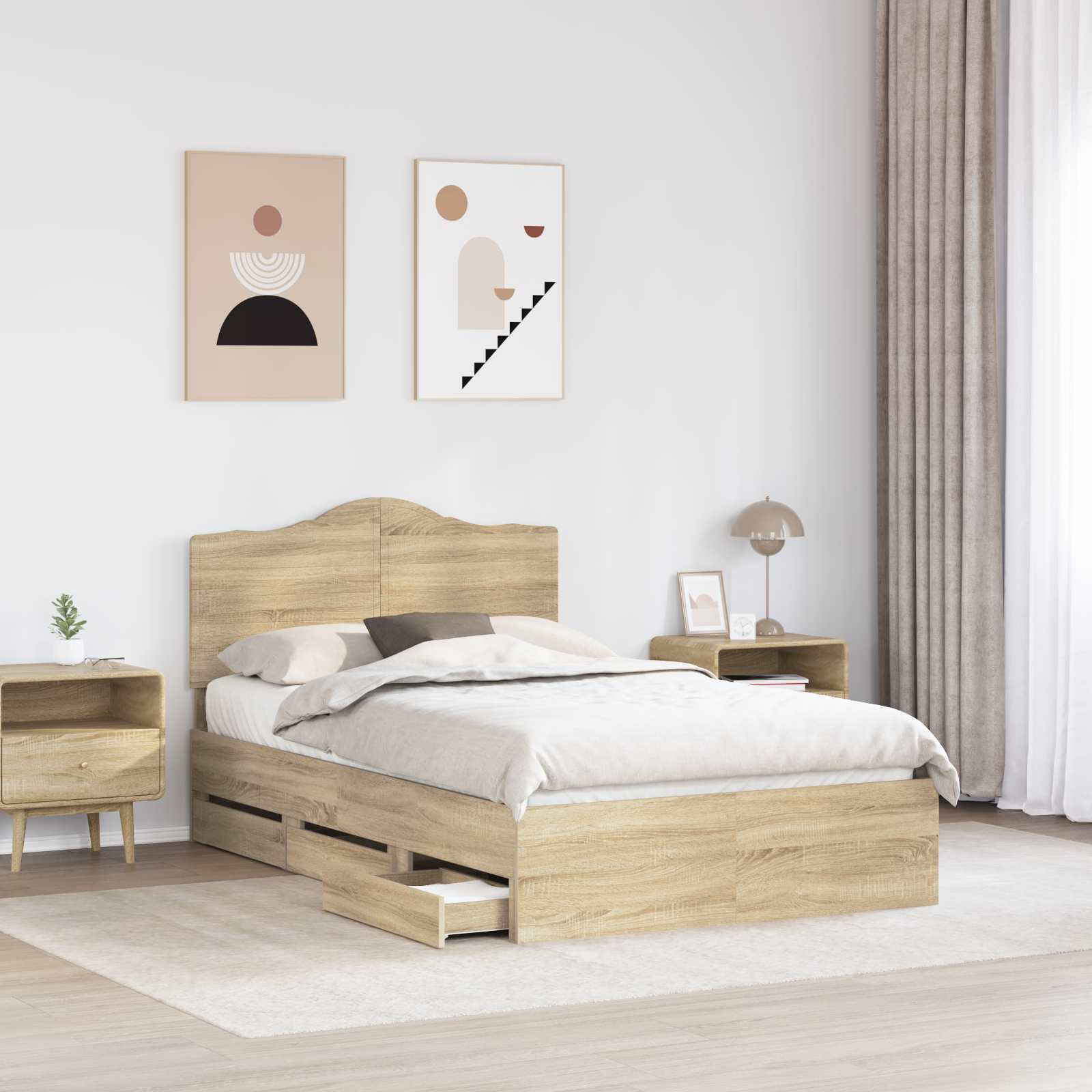 Sengestel med skuffe Sonoma eg 120 x 190 cm Ingeniørtræ