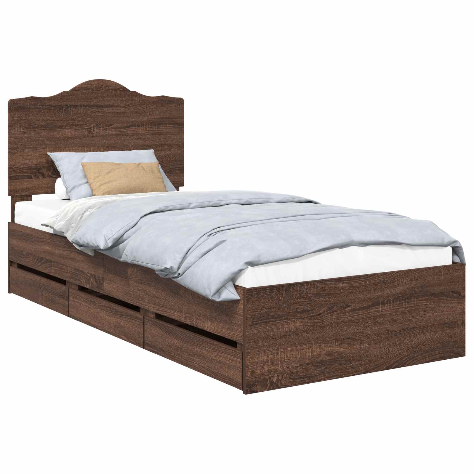 Sengestel med skuffe Brun eg 90 x 200 cm Ingeniørtræ
