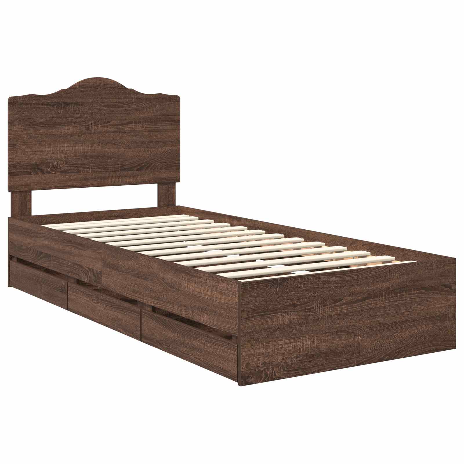 Sengestel med skuffe Brun eg 90 x 200 cm Ingeniørtræ