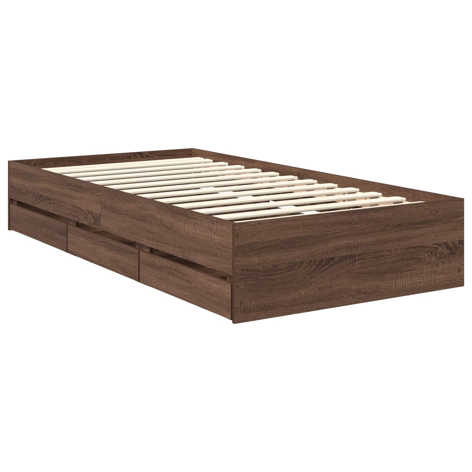 Sengestel med skuffe Brun eg 90 x 200 cm Ingeniørtræ