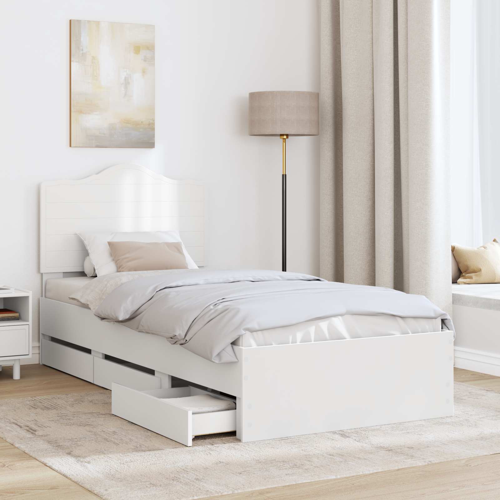 Sengestel med skuffe Hvid 90 x 190 cm Ingeniørtræ