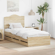 Sengestel med skuffe Sonoma eg 75 x 190 cm Ingeniørtræ