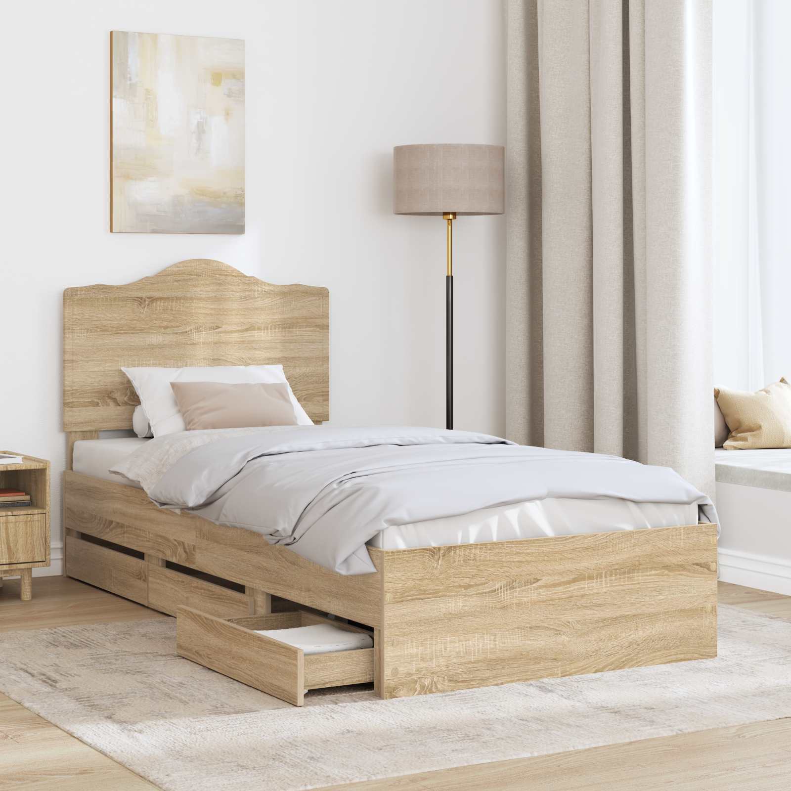 Sengestel med skuffe Sonoma eg 75 x 190 cm Ingeniørtræ
