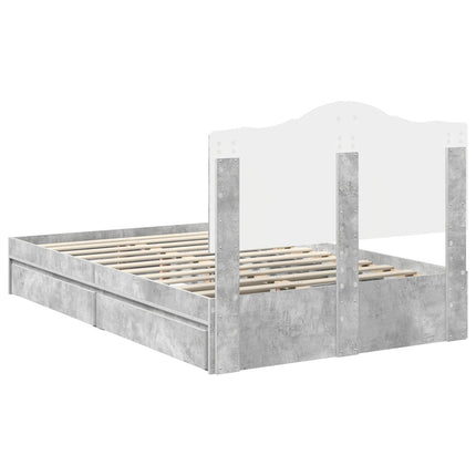 Opbevaringsseng Beton Grå 135 x 190 cm Konstrueret træ