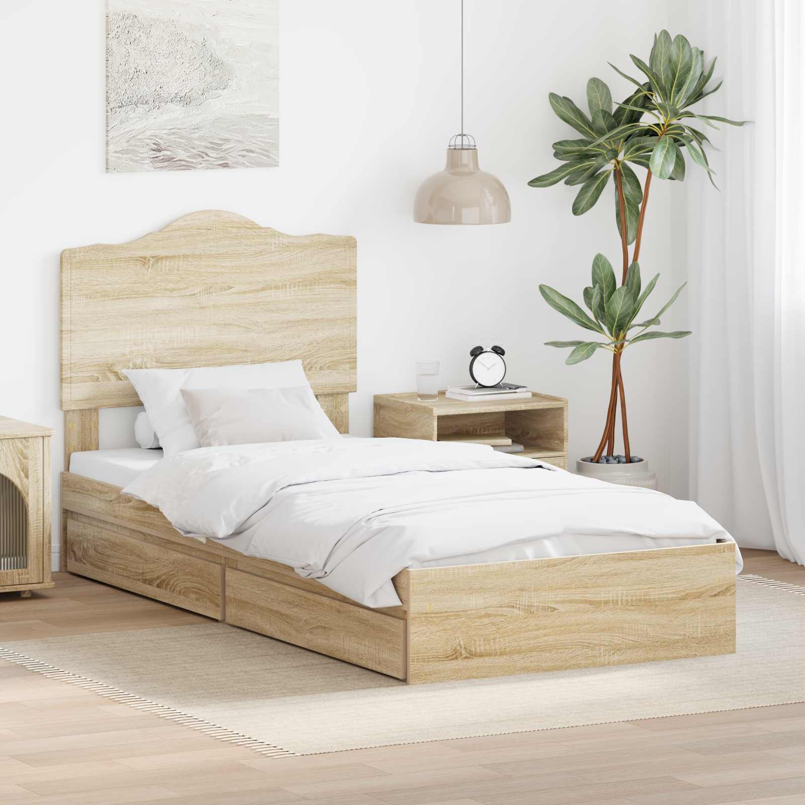 Opbevaringsseng Sonoma eg 70 x 190 cm Konstrueret træ