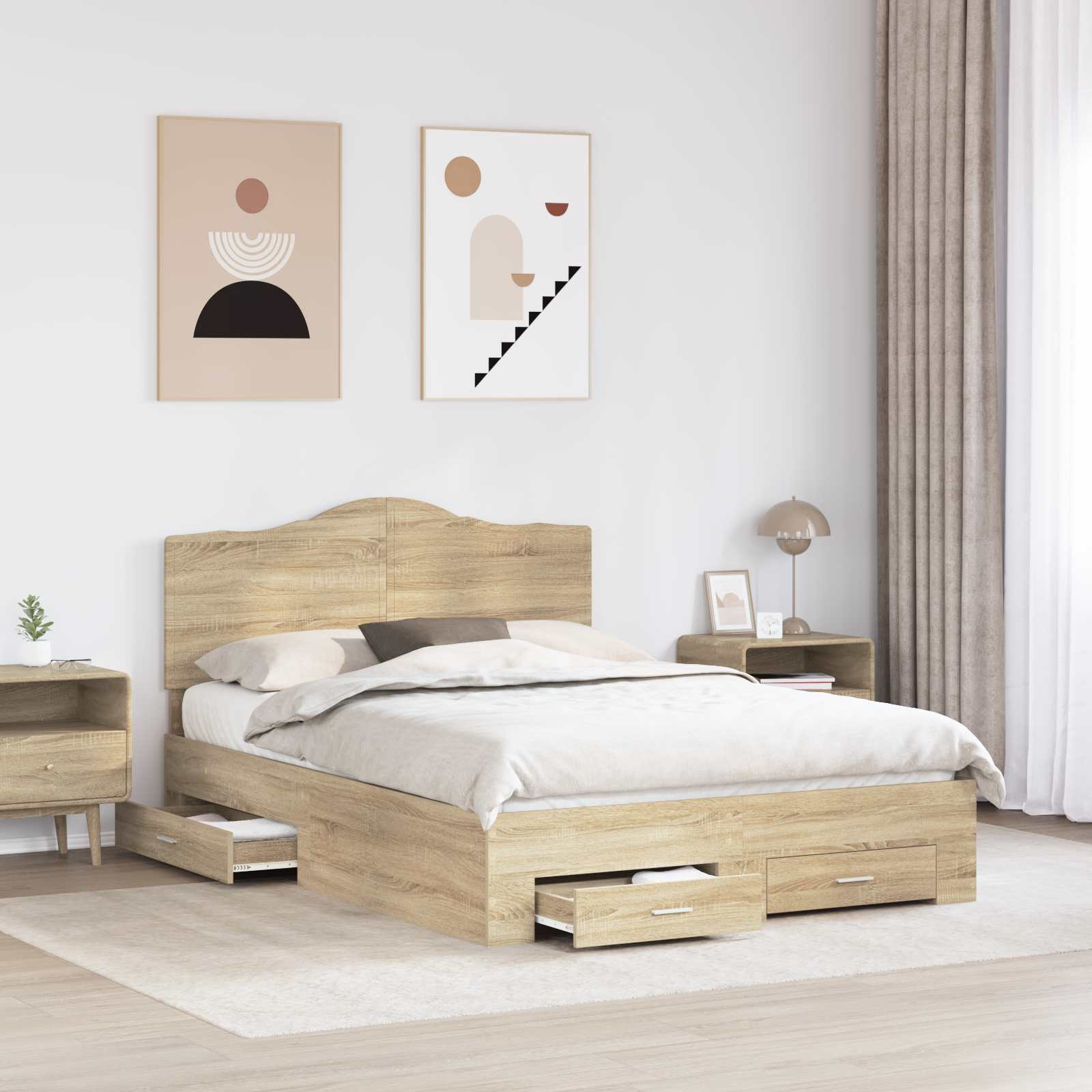 Sengestel med hovedgærde Sonoma eg 150 x 200 cm Konstrueret træ
