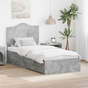 Sengestel med hovedgærde Beton Grå 70 x 190 cm Konstrueret træ