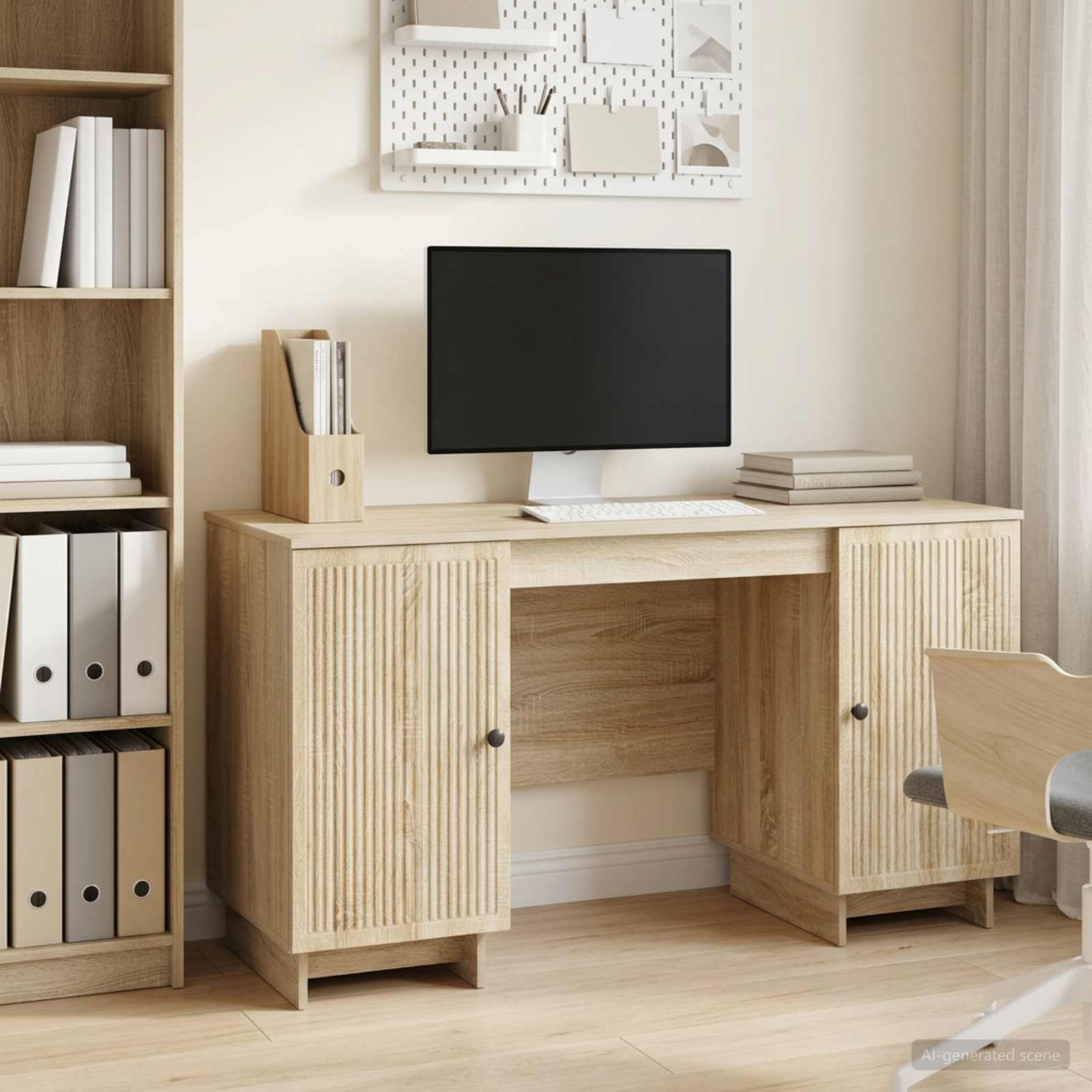 Skrivebord i sonoma-eg - konstrueret træ 142,5 × 50 × 75 cm