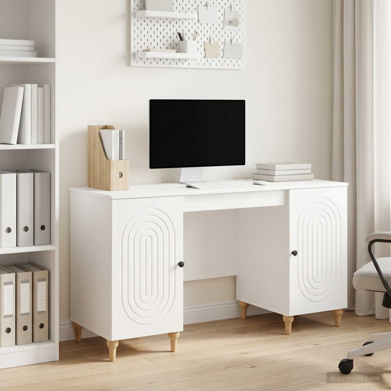 Bord Gloss Hvid 142,5 x 50 x 75 cm Konstrueret tr