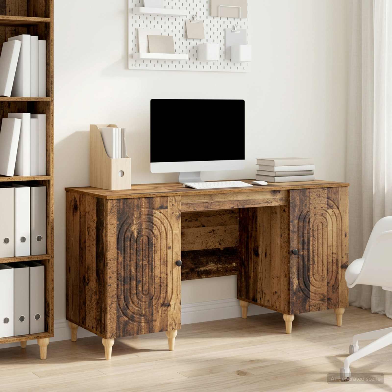 Bord med hylde Gammelt træ 142,5 x 50 x 75 cm Konstrueret træ billede