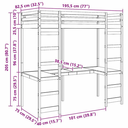 Hemsengramme Hvid 75 x 190 cm Massiv fyrretræ