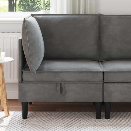 Sofa med opbevaring Mørkegrå Fløjl