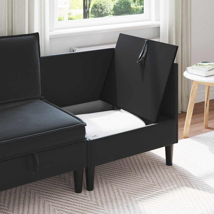 Sofa med opbevaring Sort Fløjl