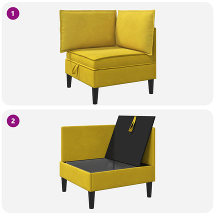 Sofa med opbevaring Gul Fløjl