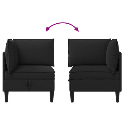 Hjørne Sofa med Opbevaring Sort Fløjl