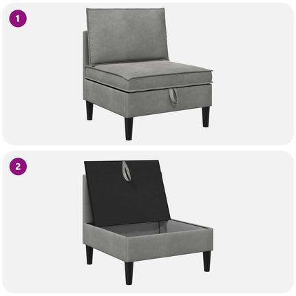 Midtersofa med opbevaring Lysegrå Fløjl