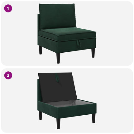 Midtersofa med opbevaring Mørkegrøn Fløjl