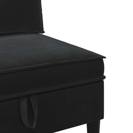 Midtersofa med opbevaring Sort Fløjl