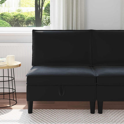 Midtersofa med opbevaring Sort Fløjl