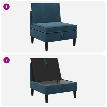 Midtersofa med opbevaring Blå Fløjl