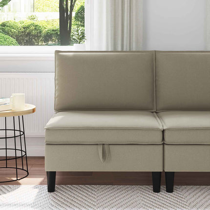 Mellem Sofa med Opbevaring Sandfarvet Fløjl