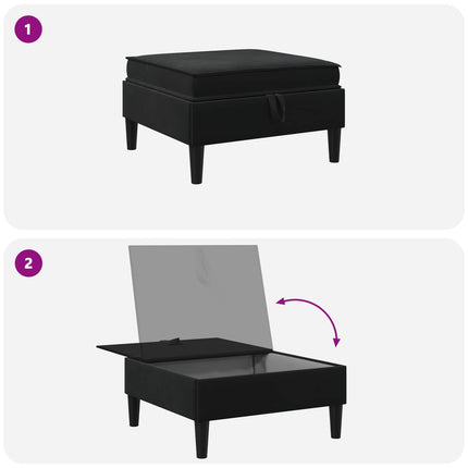 Sofa Puff med Opbevaring Sort Fløjl