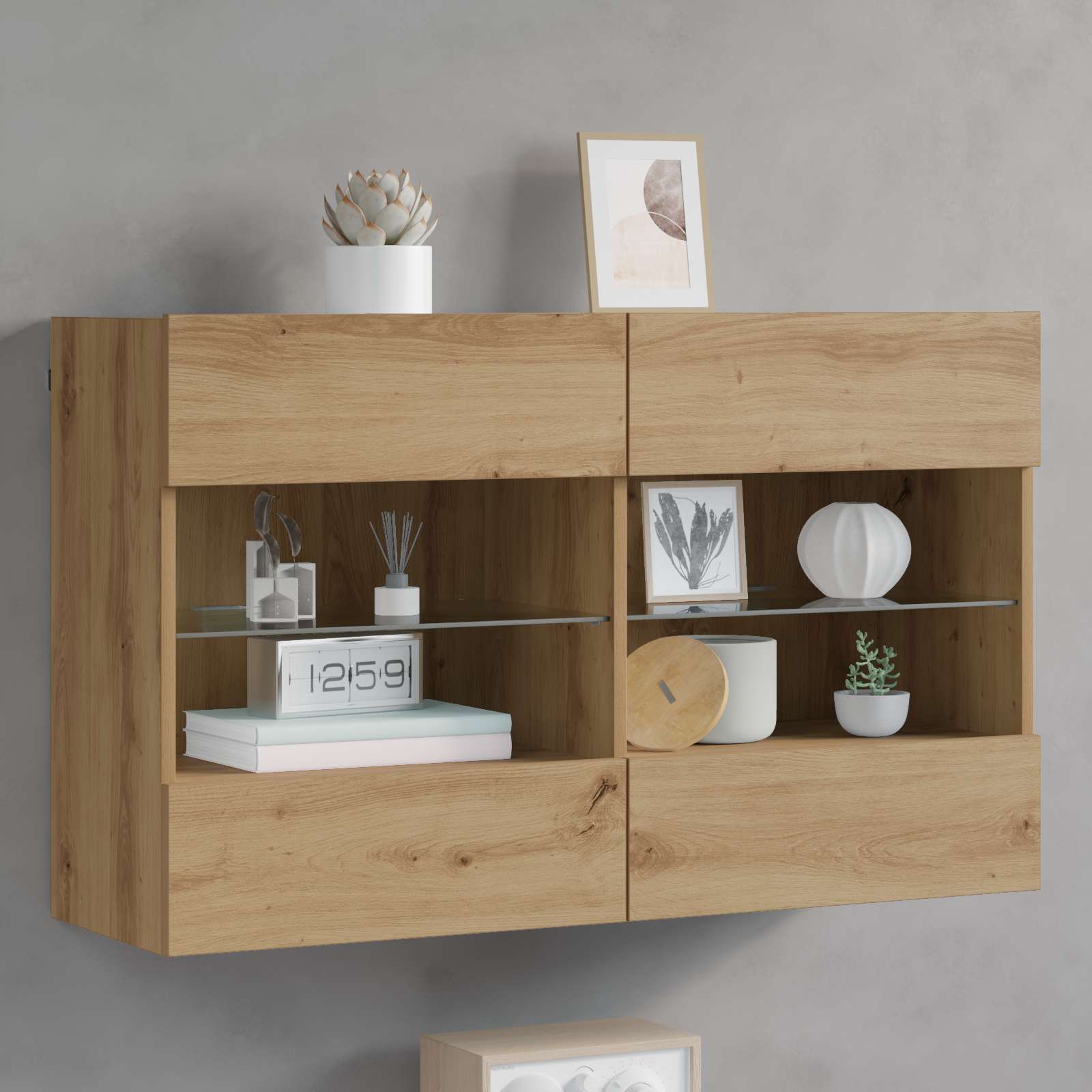 TV vægskab Artisan Egetræ 98,5 x 30 x 60,5 cm Konstrueret træ