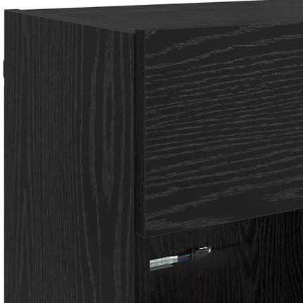 TV vægskab 98,5 x 30 x 60,5 cm Sort eg Konstrueret træ