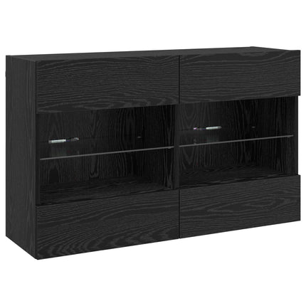 TV vægskab 98,5 x 30 x 60,5 cm Sort eg Konstrueret træ