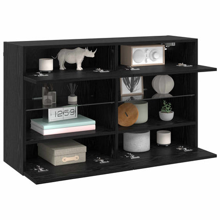 TV vægskab 98,5 x 30 x 60,5 cm Sort eg Konstrueret træ